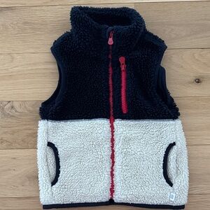 Baby GAP navy and cream kids sherpa vest 18-24 mo.